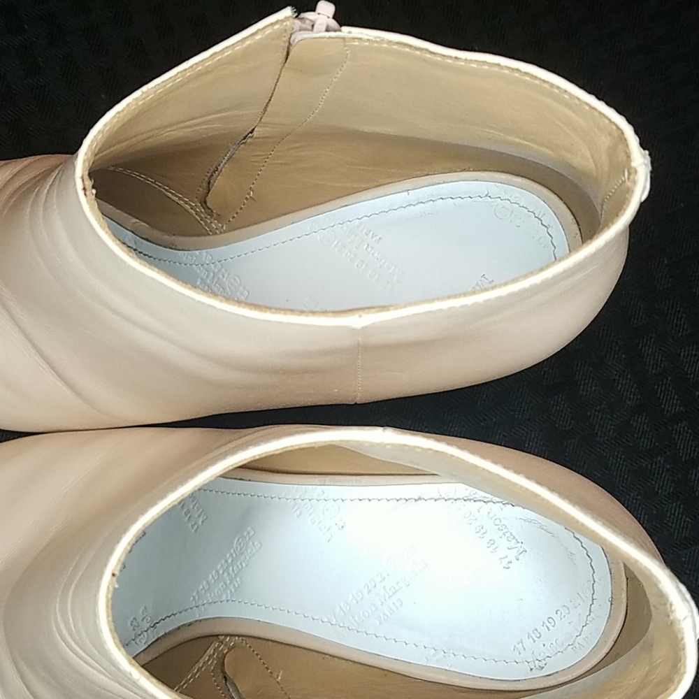 Maison Margiela Nude Leather Ankle Booties Size 7 - Picture 5 of 8